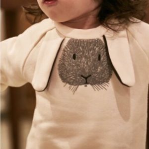 Adorable plush bunny sweatshirt . Made in Korea, imported.
